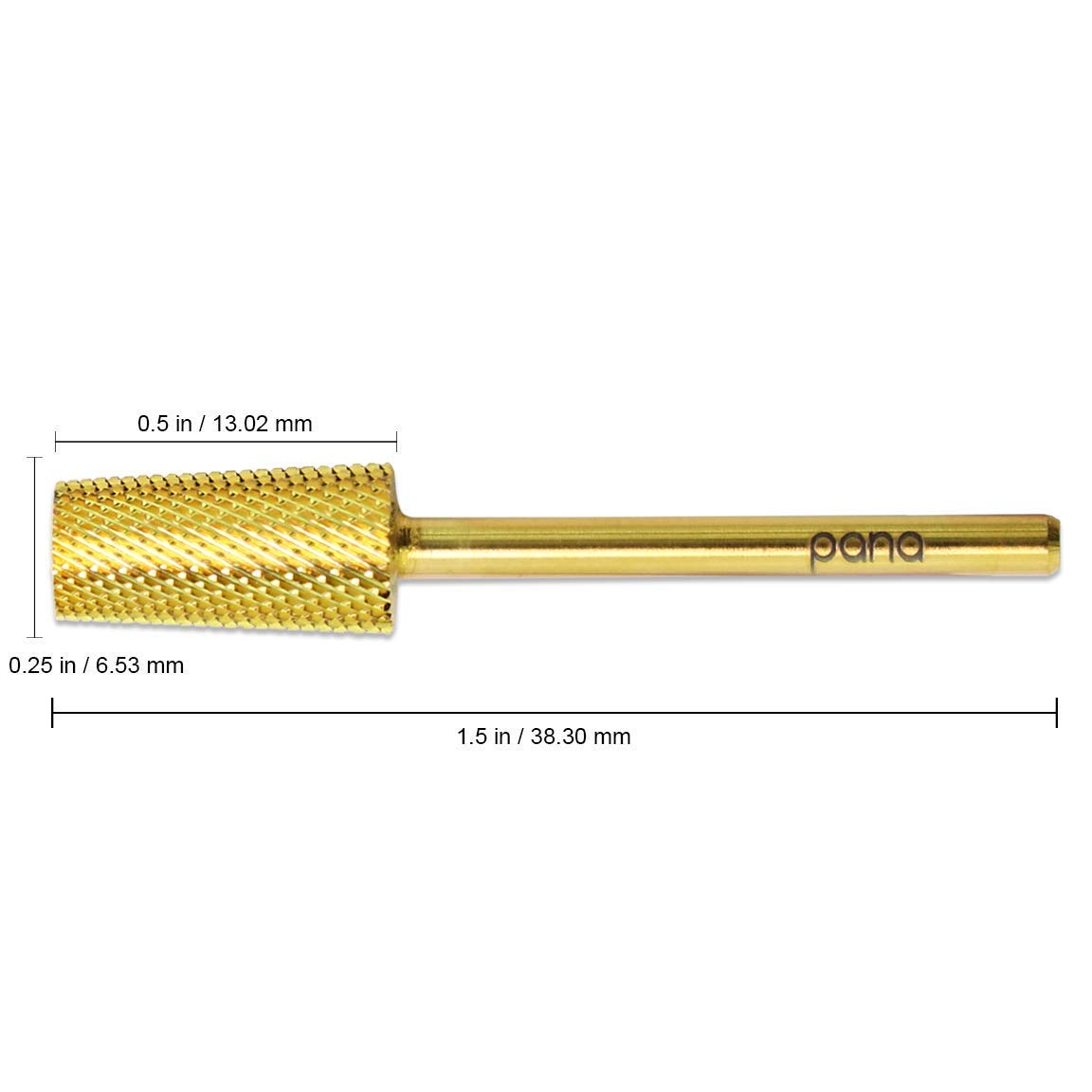 Premium Pana 3/32" Tapered Barrel Carbide Nail Bit -For Electric Dremel Drill Machine, Nail Art Design, Manicure, Pedicure, Nail File, Cuticle Clean etc. (Extra Fine Grit- Gold)