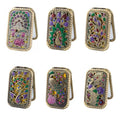 TANG SONG 6PCS Vintage Peacock Pattern Cosmetic Makeup Pocket Purse Magnification Jewel Mirror (6 Different Patterns)