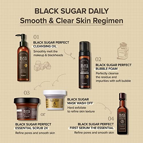 SKIN FOOD Black Sugar Mask Wash Off 4.05 fl. oz.(120g) - Black Sugar Scrub - Sugar Face Scrub to Hydrate and Nourish the Skin - Exfoliating Sugar Scrub - Facial Mask Wash Off Sugar Scrub