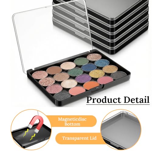 6-Pack Magnetic Makeup Palettes with Clear Top, 5.5x4 Inch