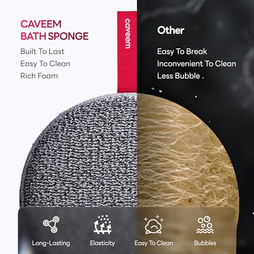 CAVEEM Exfoliating Body Scrubber Sponge, 2-Pack Bath Scrub