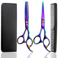 Professional Hair Cutting Shears Set,6 Inch Barber Hair Cutting Scissors Kit,Hairdressing Thinning Shears for Hair Cutting,Sharp Blades Haircut Scissors Kit for Women/Men/Kids (Rainbow) (Rainbow)