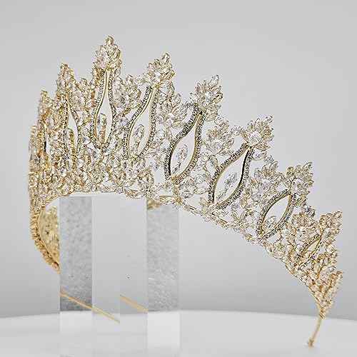 QXMYOO Luxury Wedding Tiaras for Bride Cubic Zirconia Big Tall Crown Quinceanera Crystal Headband for Women CZ Pageant Birthday Prom Party Headpiece Bridal Hair Accessories Silver