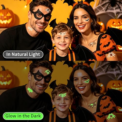 Glow in the Dark Spider Web Temporary Tattoos 260pc