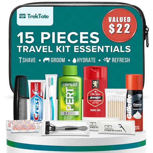 Men's 15-Piece Travel Hygiene Kit with Clear Toiletry Bag