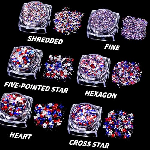 Teenitor Red White and Blue Body Glitter Gel Set for 4th of July