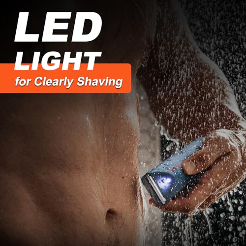 Body Hair Trimmer for Men, 2-in-1 Groin Hair Trimmer & Body Groomer Ball Shaver Electric Razor for Men Pubic Hair with 2 Replaceable Ceramic Blades, Gifts for Husband Guys Him