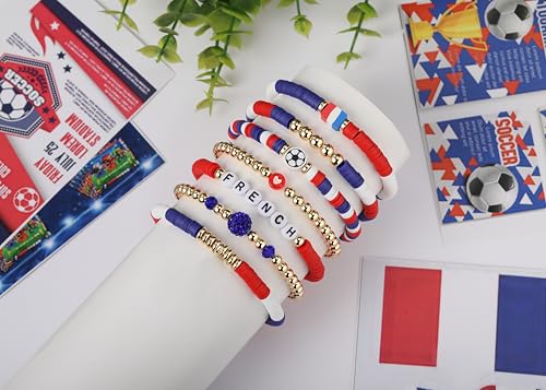 Poasrelax World Soccer Game-Day Cup Bracelets Set 7pcs - S-French Sports Fan Jewelry