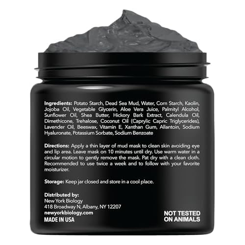 New York Biology Dead Sea Mud Mask for Face and Body | Spa Quality Pore Refiner for Oily Skin | Natural Skincare for Women & Men | Tighten Skin for A Healthier Complexion | 8.8 oz