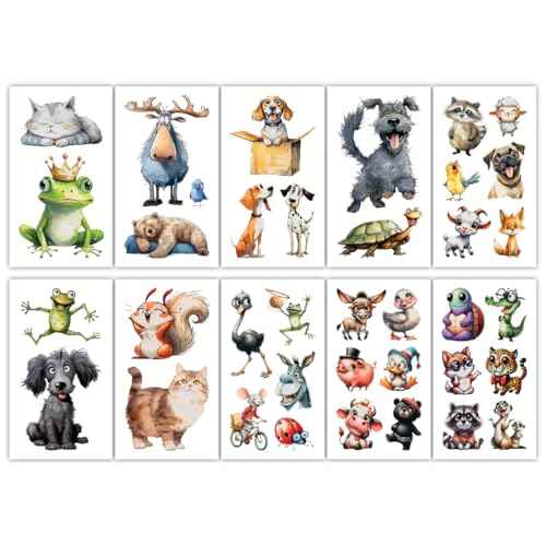 Temporary Tattoos - 30 Sheets Tattoos (Cute Animals)
