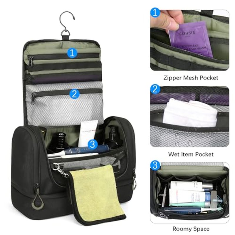 TANGCORLE Men's Travel Toiletry Bag - Waterproof Organizer with Multi-Pockets