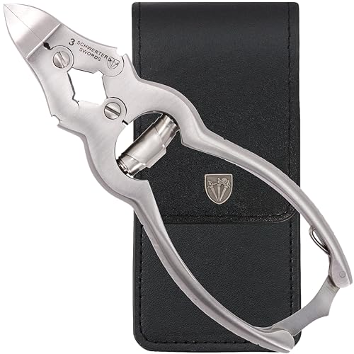 3 Swords Germany ? Big Toe Nail NIPPERS - Extra Strong Toe Nail NIPPERS for Cutting Strong, Thick or ingrown Toe Nails - Stainless Steel Pedicure Tool with Synthetic Leather case