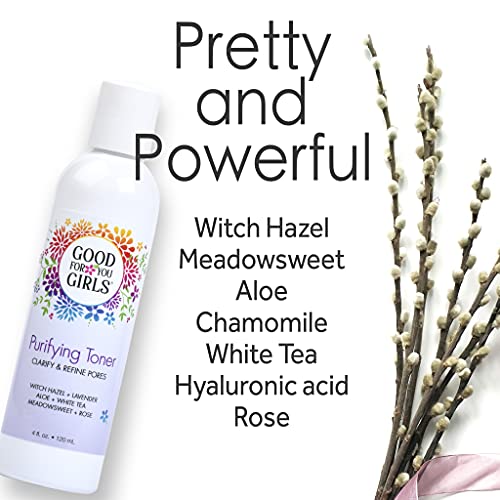 Good For You Girls Hydrating Toner for Face Contains Aloe, Witch Hazel, Meadowsweet, Chamomile, Rosewater, Witch Hazel Toner for Face, Alcohol Free (4 Fl. Oz)