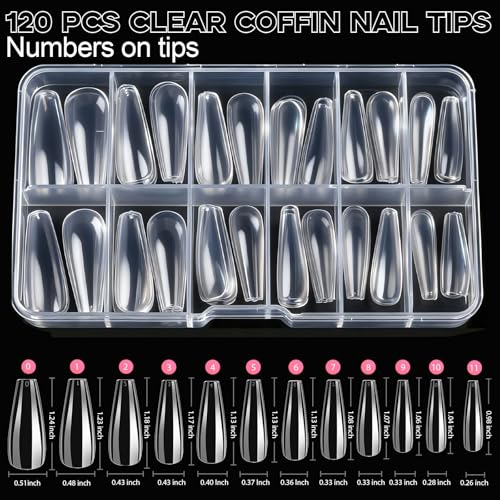 Teenitor DIY Acrylic Nail Art Kit with Clear Coffin Tips & Charms