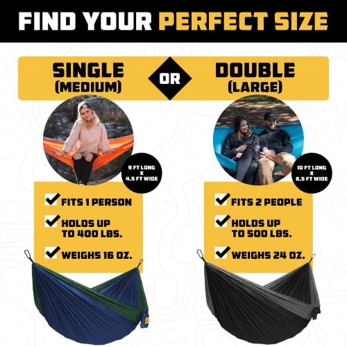 Wise Owl Outfitters Hammock for Camping Double Hammocks Gear for The Outdoors Backpacking Survival or Travel - Portable Lightweight Parachute Nylon DO Navy & Lt Blue