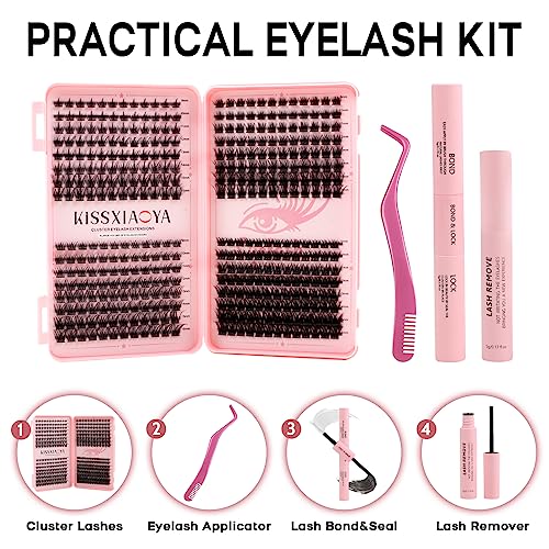Cluster Lash Extension Kit, 392 Pcs D Curl with Glue & Remover