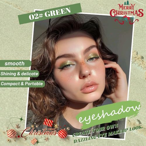 Pressed Single Eyeshadow Makeup,Matcha Green Sparkle Highly Pigmented Monochrome Eye Shadow Palette, Waterproof Neutral Powder, sombras para ojos, Lightweight Blendable,#02