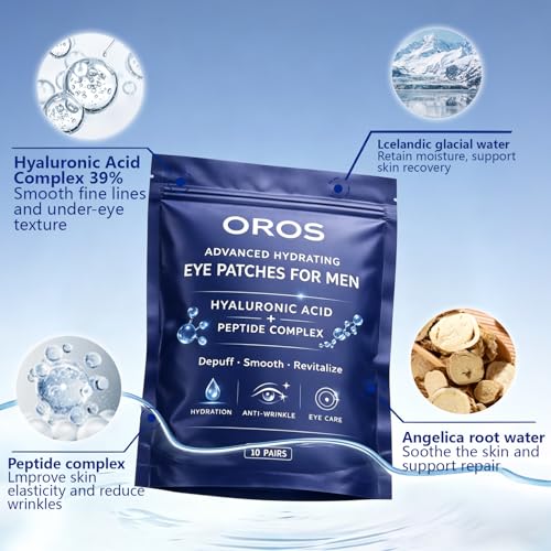 OROS Hydrating Under Eye Patches for Men | Hyaluronic Acid