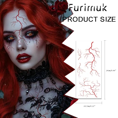 6 Sheets Blood Vessel Face Tattoos Halloween Zombie Vampire Makeup