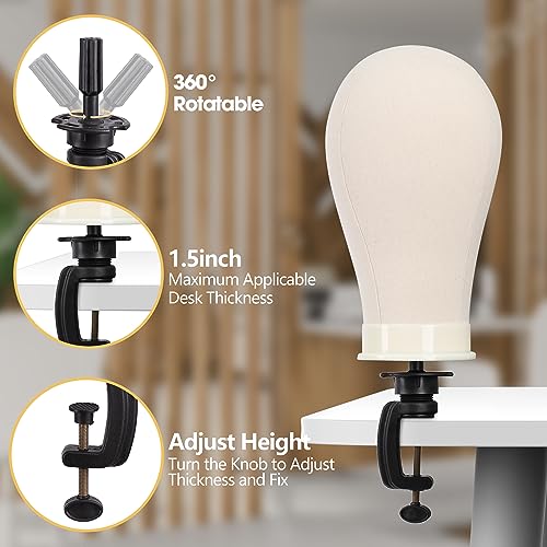 Klvied Wig Stand with 22" Canvas Head & Adjustable Tripod