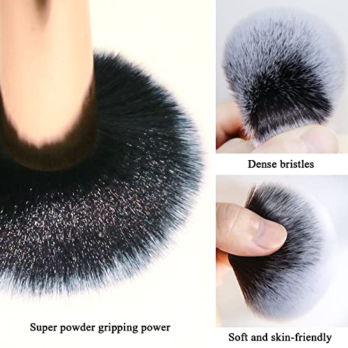 Powder Foundation Brush Set with Kabuki Head for Flawless Finish