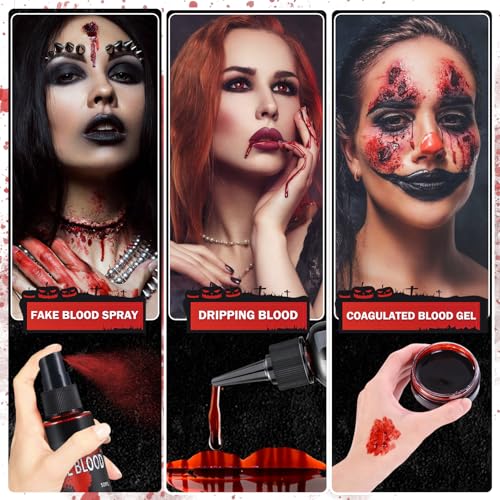 Halloween Fake Blood Makeup Kit 4pcs - Washable SFX