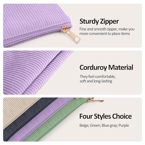 MAGEFY Corduroy Makeup Bag Set 2-Pack - Mini Pouches Purple