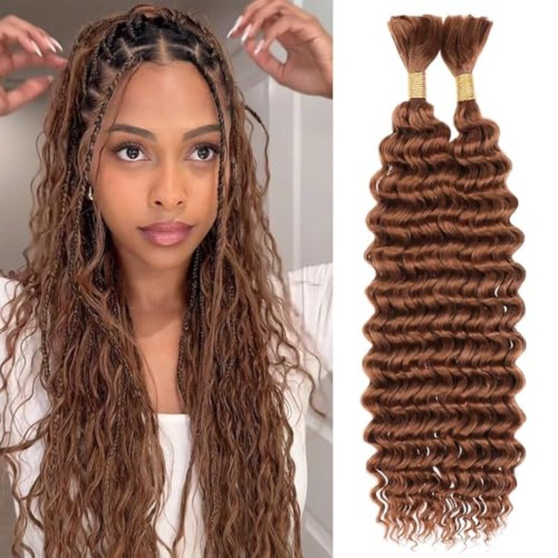 #30 Brown Human Braiding Hair 28 Inch 2 Bundles