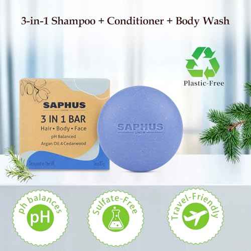 All-in-One Shampoo Bars for Hair, Body, Face & Beard | Acidified Bar Soap Moisturizing & Cleansing Bar for Men, Women, Kids | pH Balanced, Sulfate-Free, 2 Pack