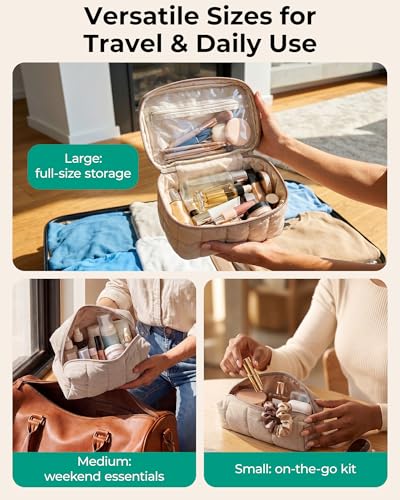BAGSMART 3-Piece Makeup Bag Set with Cosmetic Organizers