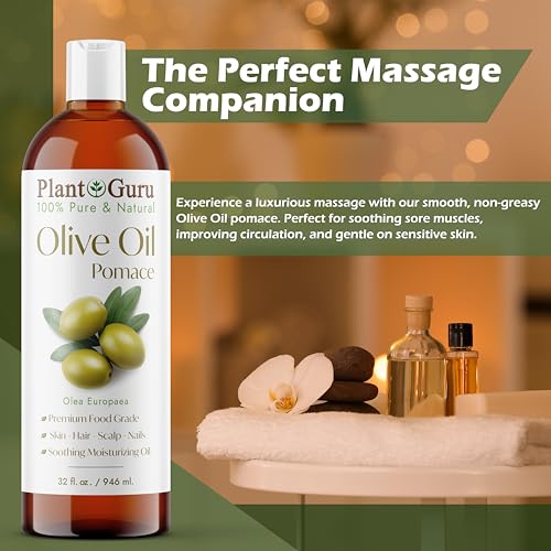 Olive Oil Pomace 32 fl. oz. 100% Pure Natural Carrier Moisturizer For Skin, Body, Face And Hair Growth. Great For DIY Soap Making, Cosmetics and Massage.