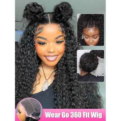 Curlyme 360 Lace Front Wigs Human Hair 360 Fit Wig Pre Bleached Pre Plucked Water Wave Human Hair Pre Cut 360 Lace Wear Go Glueless Wig Human Hair For Women Natural Hairline 180% Density 18 Inch