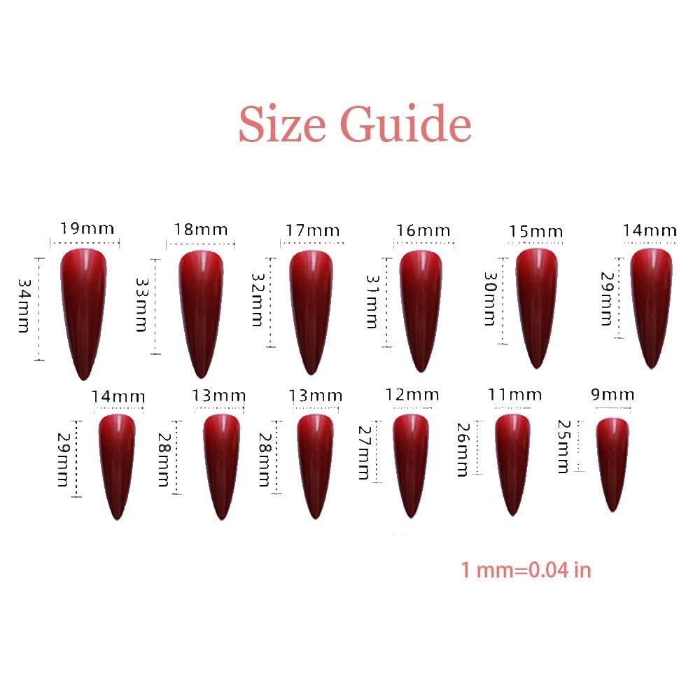 Redykat 24PCS Stiletto Glossy Press On Nails, Salon Quality Nail Art, Red Cross Extra Long Acrylic False Nail