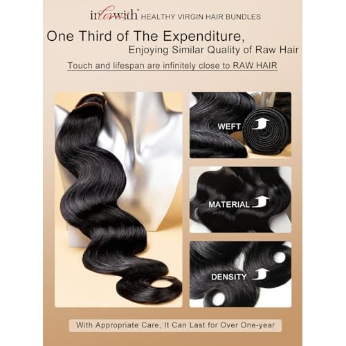 inlovwith Body Wave Bundles Human Hair, 100% Unprocessed Brazilian Virgin Hair, Selected Healthy Human Hair Bundles for Women(Single Bundle, 24 Inches)