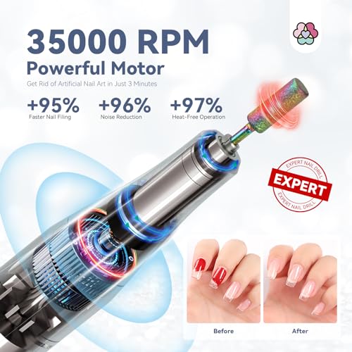 SAVILAND Glitter Nail Drill Machine Kit 35000RPM for Acrylic Nails Professional