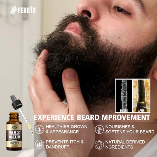 Biotin Beard Oil for Men Set ? 2 Pack Unscented & Sandalwood Beard Oil Blended with Castor & Grape Seed Oil for Thicker, Softer, Moisturizing Beard ? Gift for Father, Husband, Boyfriend ? 4 oz