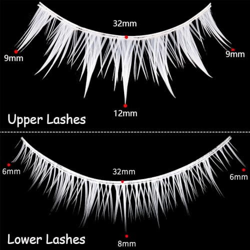 White Manga Anime Eyelashes - 4 Pairs Cosplay Lashes 12mm