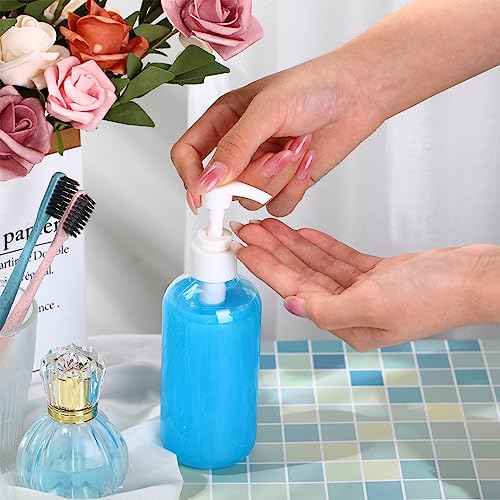 Gerrii 60 Pcs 8 oz/ 250 ml Plastic Empty Pump Bottles Lotion Clear Refillable Plastic Bottles with Pumps Dispenser Portable Travel Container for Body Wash, Liquid Soap, Massage Oil(White Pump)