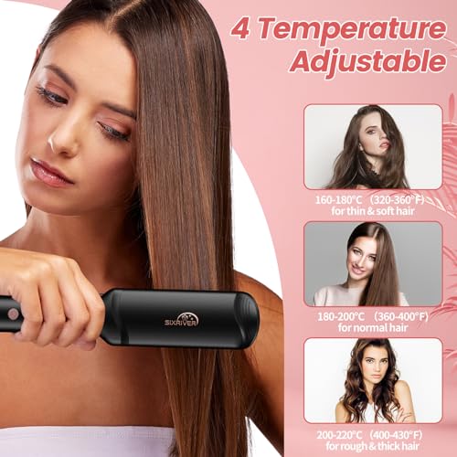 Sixriver Rose Gold 4-in-1 Ceramic Hair Crimper & Flat Iron with Multiple Plates
