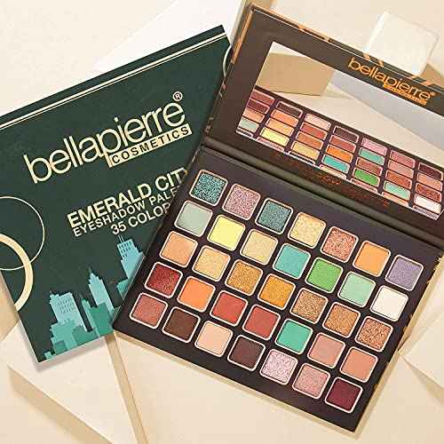 bellapierre Emerald City Eyeshadow Makeup Palette | 35 Color Shades in a Range of Matte, Satin, Shimmer, and Foil Finishes | Non-Toxic and Paraben Free | Vegan and Cruelty Free