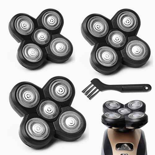 3-Pack Pro 5 Replacement Blade Refills for Freebirds Bald Head Shavers, Shaver Replacement Head for a Close and Smooth Shaving Experience