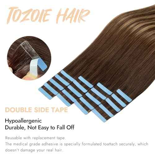 Tape in Hair Extensions Human Hair,20pcs 16 Inch Hair Extensions Real Human Hair Tape in Straight Invisible Tape in Hair Extensions for Women (4T27P4, 16 Inch)