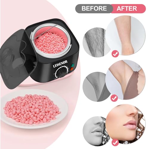 Waxing Kit for Women Men Digital Wax Warmer Hard Wax Kit with 400g Wax Beans for Full Body Brazilian Bikini Armpit Hair Removal Black