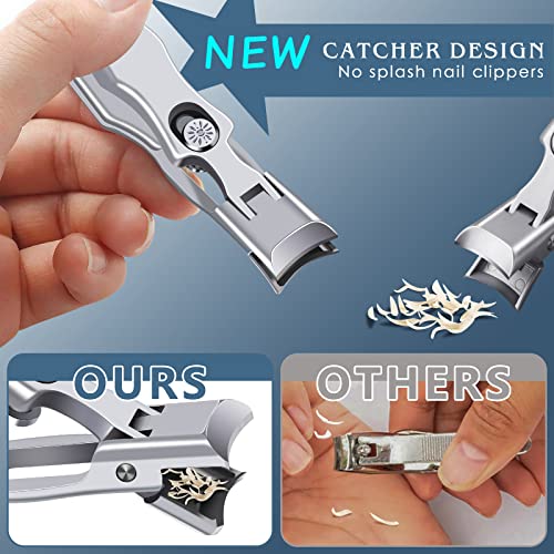 Nail Clippers for Men Thick Nails, Large Heavy Duty Toenail Clippers for Seniors Thick Toenails with Wide Jaw Opening, Anti Splash Fingernail Clipper Nail Cutter with Catcher Long Handle