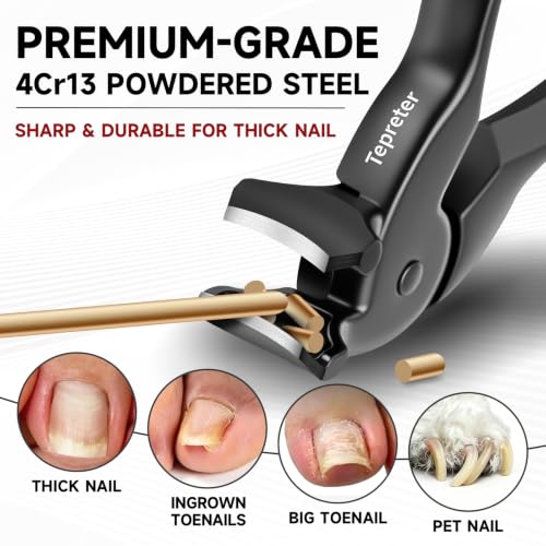 TEPRETER 2Pcs Heavy Duty Toenail Clippers for Seniors Thick Nails Long Handle