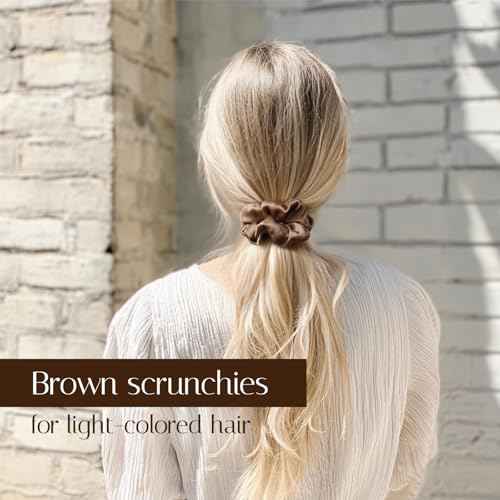 OLESILK 100% Mulberry Silk-Scrunchies for Hair Sleep, Women Grils Silk Hair Ties for Frizz & Breakage Curly Hair, No Damage, Elastics Ponytail Holder, 3 Pack