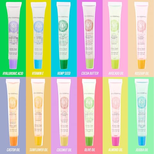 12pc Hydrating Lip Oils -Essential Oil Infused Lip Gloss Lip Oil Collection | Multi-Benefit Lip Care, Safe and Non-Toxic Lip Gloss Gift Set