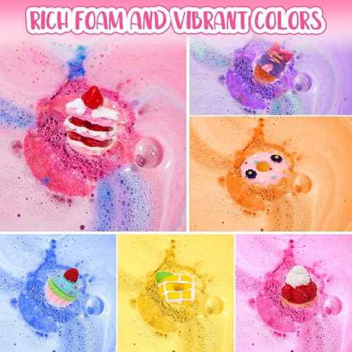 Bath Bombs for Kids Bath Bomb Gift Set Natural Bubble Bathbombs Fizzy Spa Bath for Kids Girls Birthday Valentines Day Gift