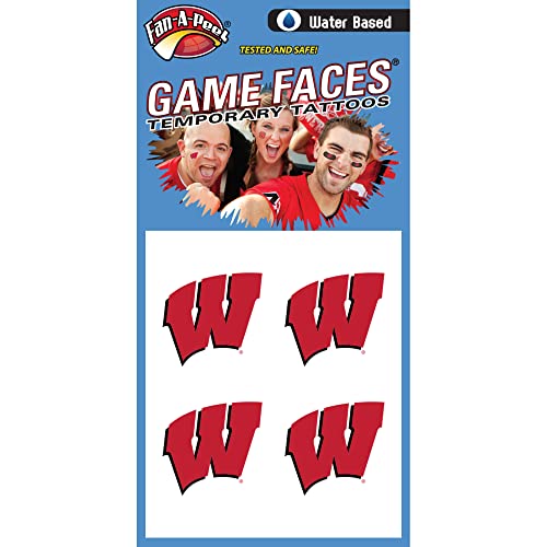 Wisconsin Badgers Temporary Tattoos 4-Pack Waterproof