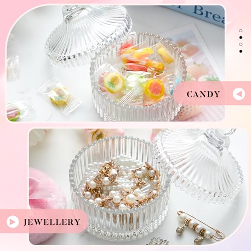 Powder Puff Set with Crystal Glass Container, 2 Soft Velour Puffs